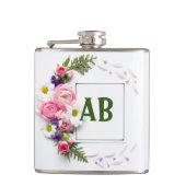 Roze bloembolk heupfles (Voorkant)