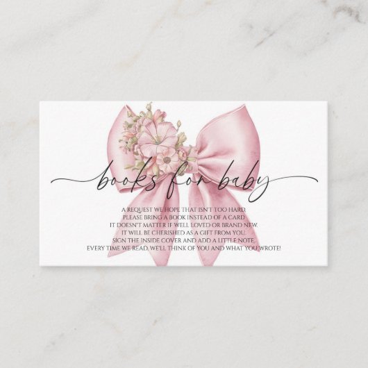 Roze Bloemboog Baby shower Boeken voor Baby Informatiekaartje (Voorkant)