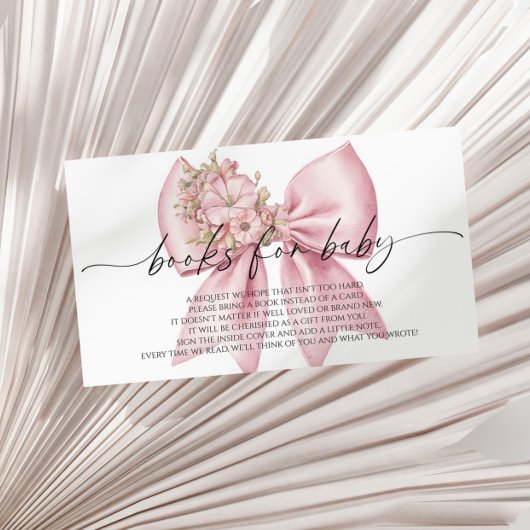 Roze Bloemboog Baby shower Boeken voor Baby Informatiekaartje