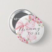 Roze bloemboog baby shower ronde button 5,7 cm (Voorkant /achterkant)