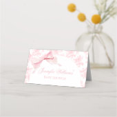 Roze Bloemboog Baby shower Tafelnummers Tenten Plaatskaartje (Achterkant)