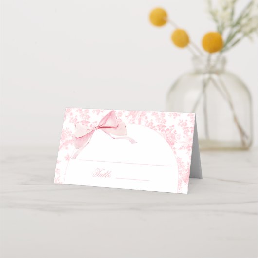 Roze Bloemboog Baby shower Tafelnummers Tenten Plaatskaartje (Voorkant)