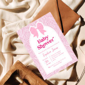 Roze Bloemboog Baby shower Uitnodiging