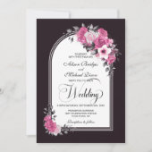 Roze Bloemboog bruiloft Kaart (Voorkant)