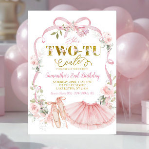 Roze bloemboog Coquette ballet tutu 2e verjaardag Kaart