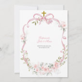 Roze bloemboog Coquette Duif Doop Kaart (Achterkant)