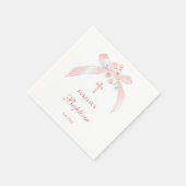 Roze bloemboog doop servet (Hoek)