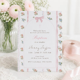 Roze bloemboog Elegante christelijke doopfeest voo Kaart