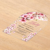 Roze Bloemboog Elegantie 60e Verjaardagsfeest Acryl Uitnodigingen (Laagn)