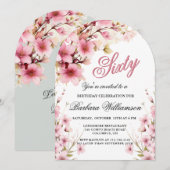 Roze Bloemboog Elegantie 60ste Verjaardagsfeest Kaart (Voorkant / Achterkant)