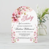 Roze Bloemboog Elegantie 60ste Verjaardagsfeest Kaart (Staand voorkant)