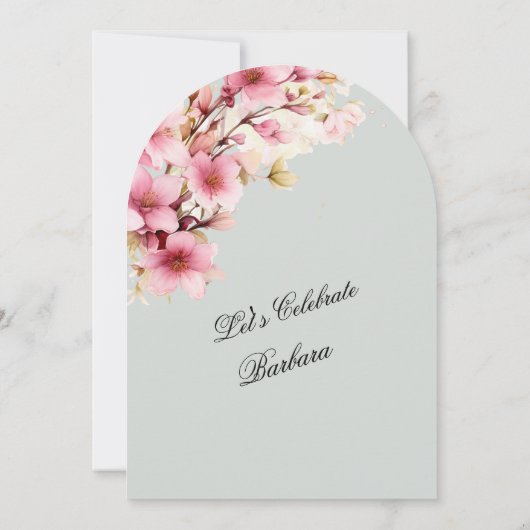 Roze Bloemboog Elegantie 60ste Verjaardagsfeest Kaart (Achterkant)