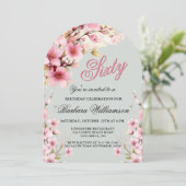 Roze Bloemboog Elegantie 60ste Verjaardagsfeest Kaart (Staand voorkant)