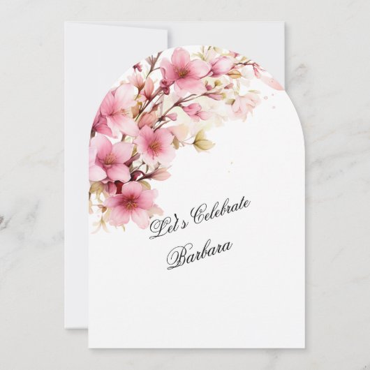 Roze Bloemboog Elegantie 70ste Verjaardag Party Kaart (Achterkant)