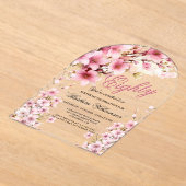 Roze Bloemboog Elegantie 80ste Verjaardag Party Acryl Uitnodigingen (Laagn)