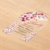 Roze Bloemboog Elegantie 90ste Verjaardag Party Acryl Uitnodigingen (Laagn)