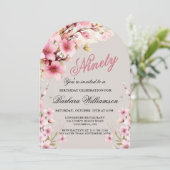 Roze Bloemboog Elegantie 90ste Verjaardag Party Kaart (Staand voorkant)