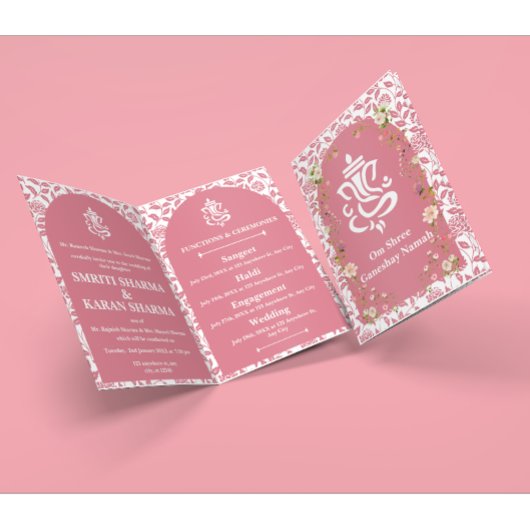 Roze Bloemboog Lijst Indiase bruiloft