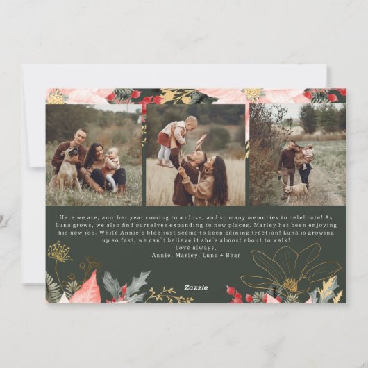 Roze Bloemboog Oh Vrolijk Vier Foto Vakantie Kaart (Achterkant)