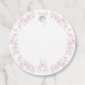 Roze Bloemboog Toile Teddy Bear Baby shower Bedankjes Labels (Achterkant)