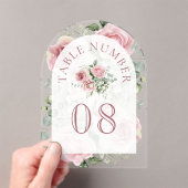 Roze bloemboog trouwacryl tafelnummer (Insitu (Draagbaar))
