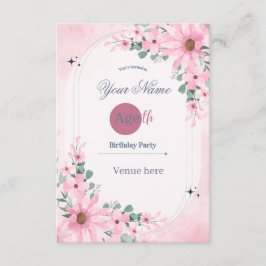 Roze bloemboog verjaardagsfeest uitnodiging