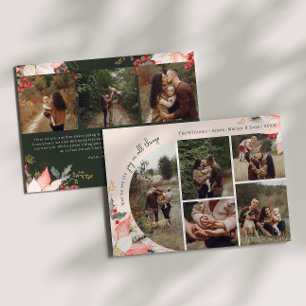 Roze Bloemboog vreugde in alle dingen Acht foto Feestdagenkaart