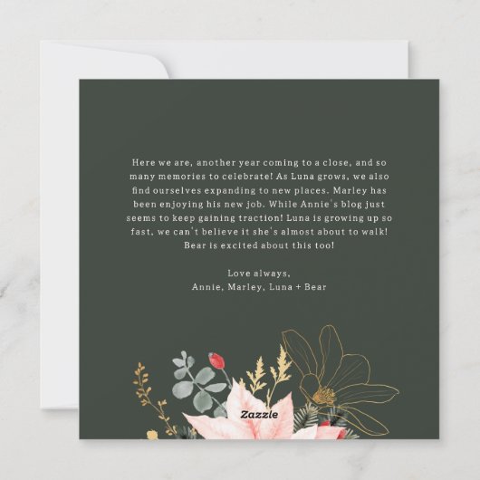 Roze Bloemboog Vrolijk Alles Drie Foto's Feestdagenkaart (Achterkant)