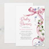 Roze Bloemboog Wildflower Baby shower Kaart (Voorkant / Achterkant)