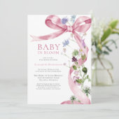 Roze Bloemboog Wildflower Baby shower Kaart (Staand voorkant)