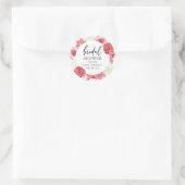Roze bloemboog zomer bruidsdouche ronde sticker (Tas)
