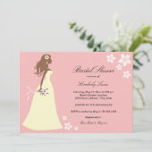 Roze Bloembruid | Uitnodiging voor bruidsdouche (Staand voorkant)