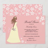 Roze Bloembruid | Uitnodiging voor bruidsdouche (Voorkant / Achterkant)