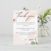 Roze bloembruiloft bedankkaart (Staand voorkant)