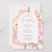 Roze bloembruiloft kaart (Voorkant)