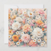 Roze bloembruiloft kaart (Achterkant)