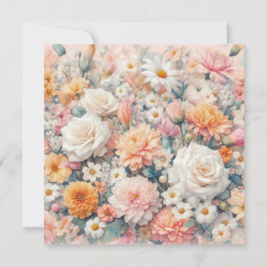 Roze bloembruiloft kaart (Achterkant)