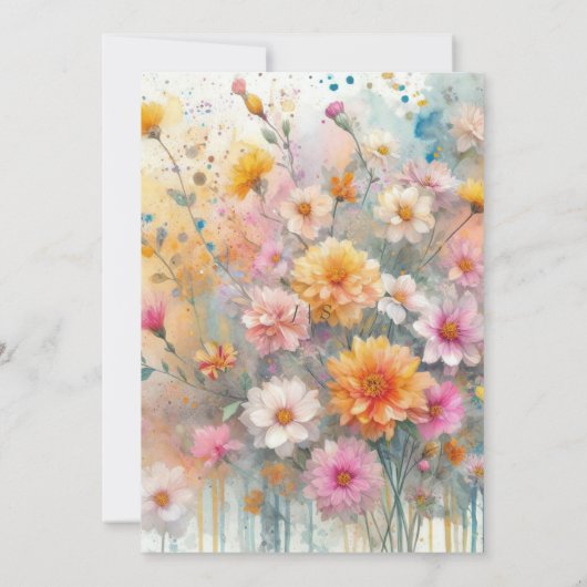 Roze bloembruiloft kaart (Achterkant)