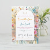 Roze bloembruiloft kaart (Staand voorkant)