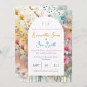 Roze bloembruiloft kaart (Voorkant / Achterkant)