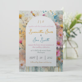 Roze bloembruiloft kaart