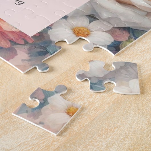 Roze bloembruiloft legpuzzel (Zijkant)