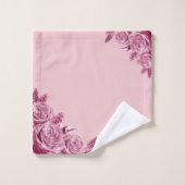 Roze bloemcomposiet met naam bad handdoek (Wasdoekje)