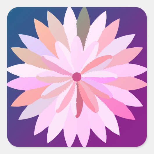 Roze Bloemdocument Onderzetter Vierkante Sticker (Voorkant)