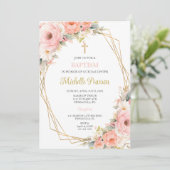 Roze bloemdoop kaart (Staand voorkant)