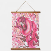Roze bloemdraak hangend wandkleed (Voorkant)