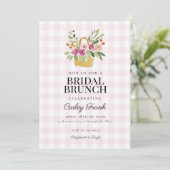 Roze bloememmand bruidsuitnodiging brunch kaart (Staand voorkant)