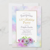 Roze Bloemen 100e Verrassingsverjaardagsfeestje Kaart (Voorkant)