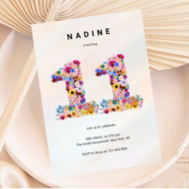 Roze Bloemen 11e Verjaardag Tuin Spring Wildflower Kaart