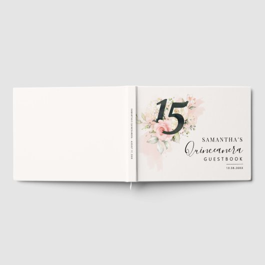 Roze Bloemen 15e Verjaardag Quinceanera Gastenboek (Volledig)